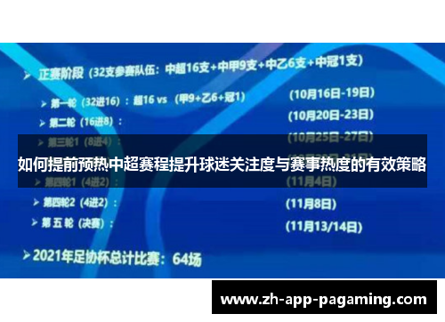 如何提前预热中超赛程提升球迷关注度与赛事热度的有效策略