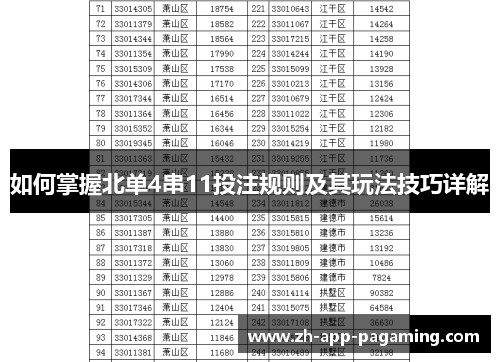 如何掌握北单4串11投注规则及其玩法技巧详解 如何掌握北单4串11投注规则及其玩法技巧详解